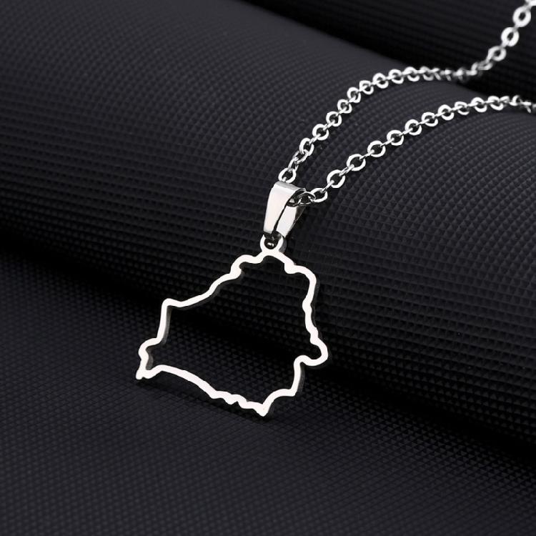 Stainless Steel Belorussia Map Pendant Necklace Belorussia Jewelry With Chain