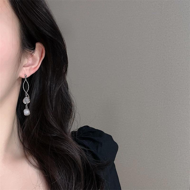 S925 Silver Tassel Star River Stud Earrings – Elegant Light Luxury Jewelry for Women