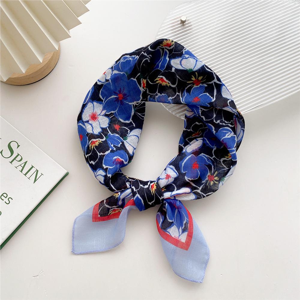 58 Cotton Linen Silk Scarf - Versatile Korean Fashion Neck and Head Bandana for Women