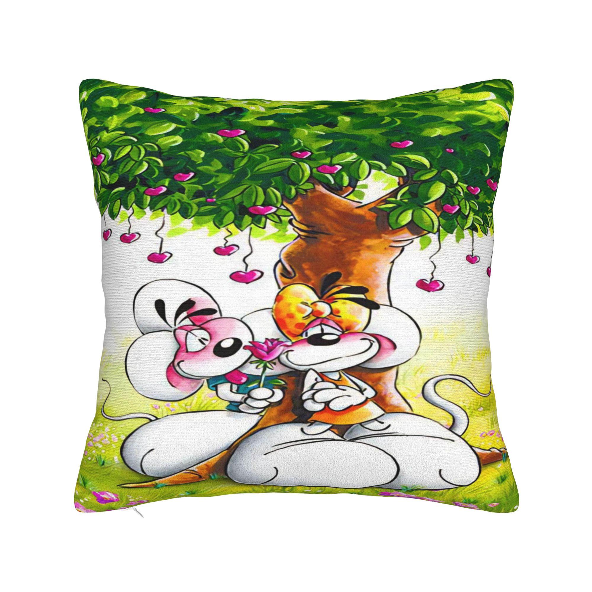 

Cartoon D-Diddl Pillowcases Retro Trendy Pillow Case For Sofa Home Decoration Print Pillow Cover 12x12Inch