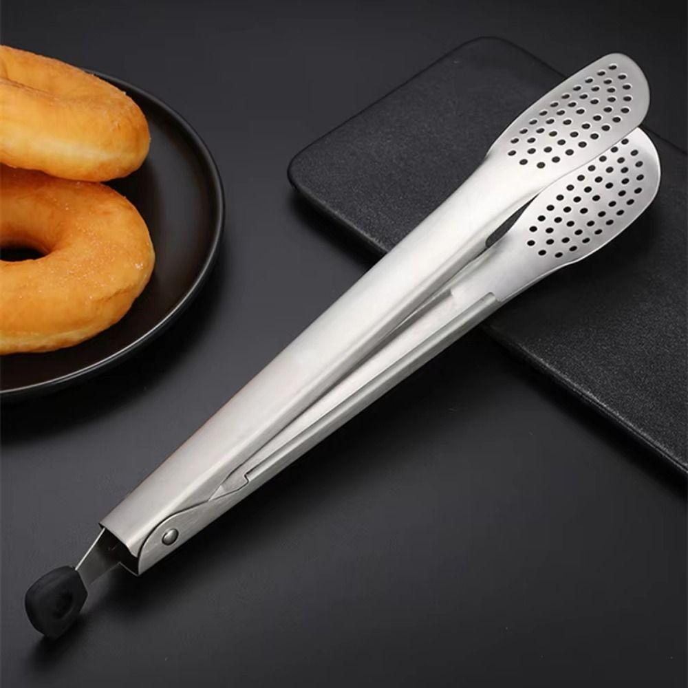 Stainless Steel Outdoor BBQ Clamps Long Handle Kitchen Cooking Clip Food Tongs  Home Kitchen