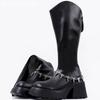 Chunky Platform Women High Boots Chain Leather High Heels Fashion Shoes 2025 Trend Designer Pumps Knee High Winter Botas Mujer