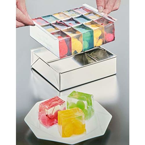 KAI Japanese Sweets Utensils Silver Approx. Width 17 X Depth 14 X Height 5cm Agar Frozen Confectionery Sink with Cover Made In Japan Dishwasher Safe 4