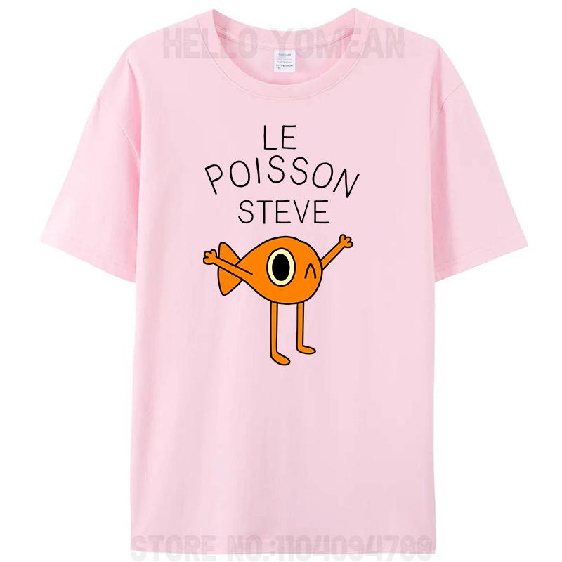 

Le Poisson Steve Meme Vintage Funny Fish Teens Women Men s Summer 100% Cotton Tee T-Shirt Tops S