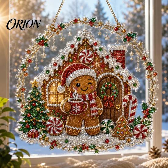 DIY Holiday Crafts for Adults Christmas Faux Diamond Art Ornament, Santa Claus Sun Catcher Kit, Rhinestone And Craft Supplies Kids Xmas Wreath Hanging