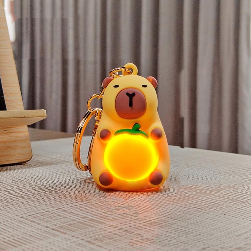 Practical Capybara Keychain Charm Portable Orange Light Capybara Keychain Delicate Key Rings Adornment for Key Bag
