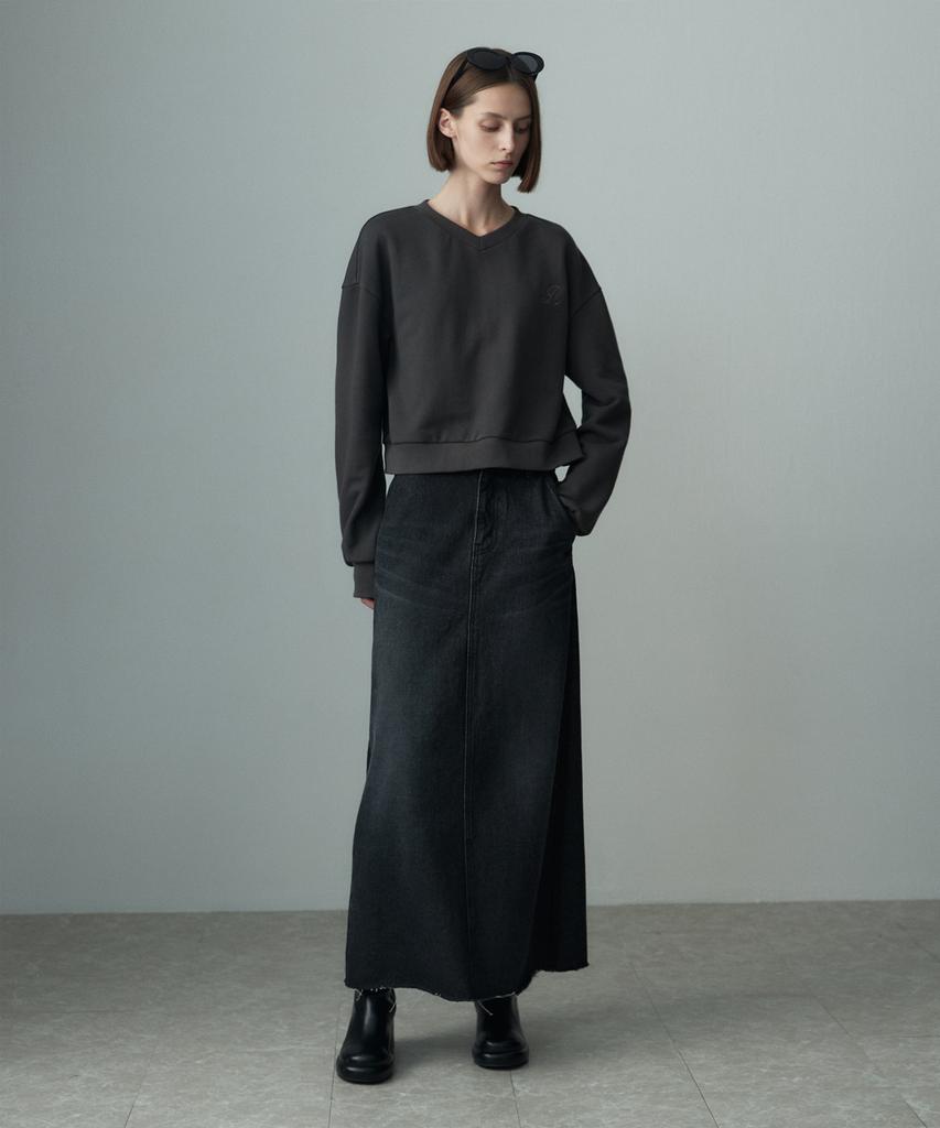 RE RHEE Maxi Washing Denim Skirt