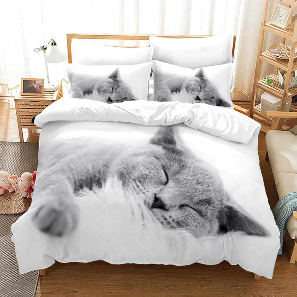23 Dieren Schattig Kat Beddengoed Set Voor Kinderen Volwassenen Schattig Dekbedovertrek Dubbel King Volledige Maat Decor Home Beddengoed Mode Katten