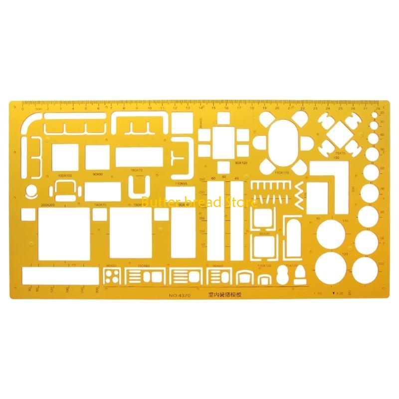 W89C Interior Decorator Design Furniture Layout Architectural Template Ruler Drawing