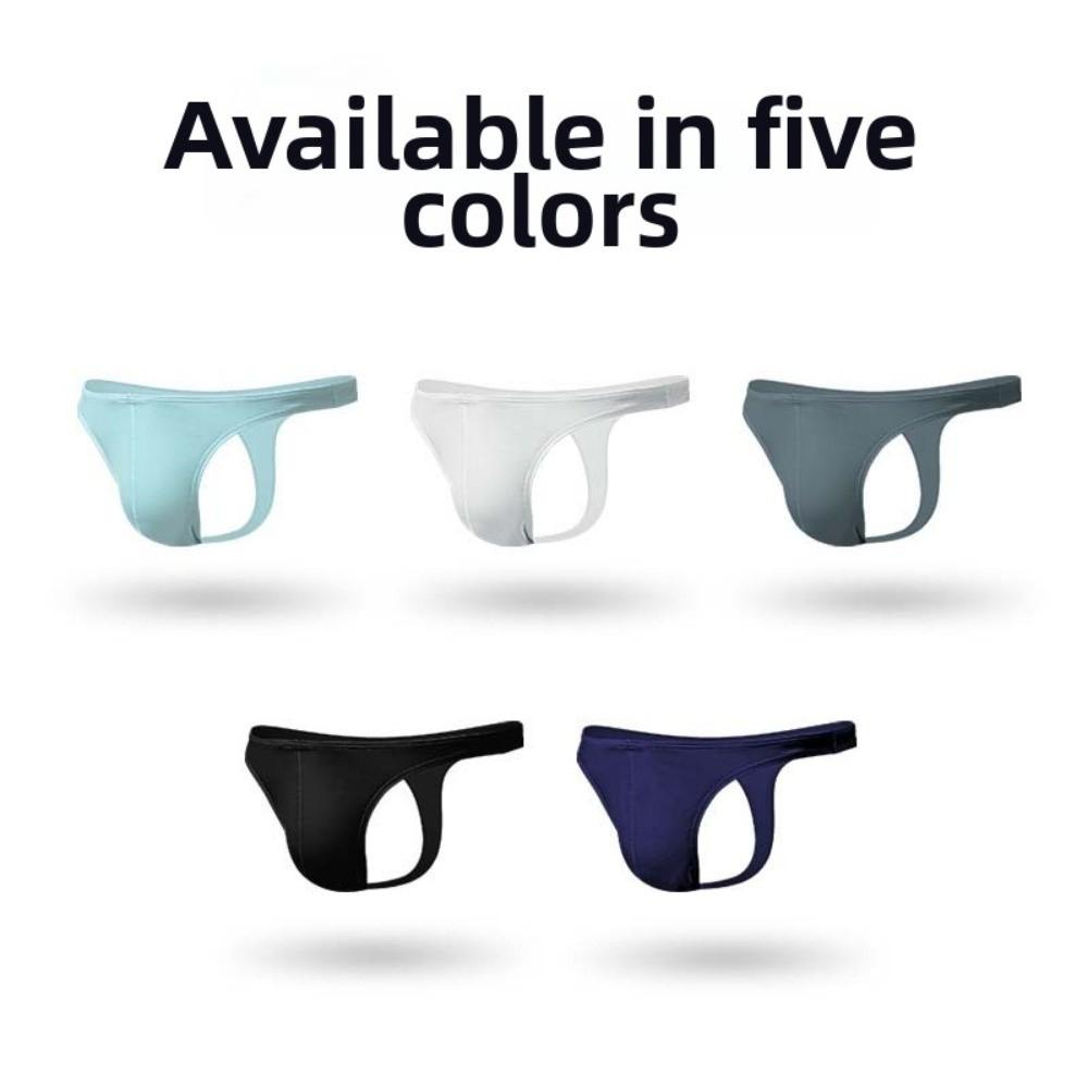Comfortable Low Waist Men Ice Silk Thongs Underpants Solid Color Men's Panties Underwear T-back Male Briefs Men