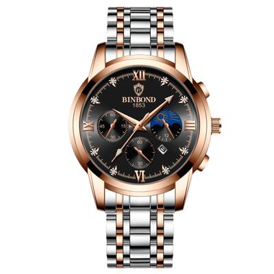 RORIOS Date Christmas Royce Gold Black Herrenuhr, Display, Quarz, leuchtend, leicht, multifunktional, wasserdicht, Arbeit, Pendeln, stilvoll,