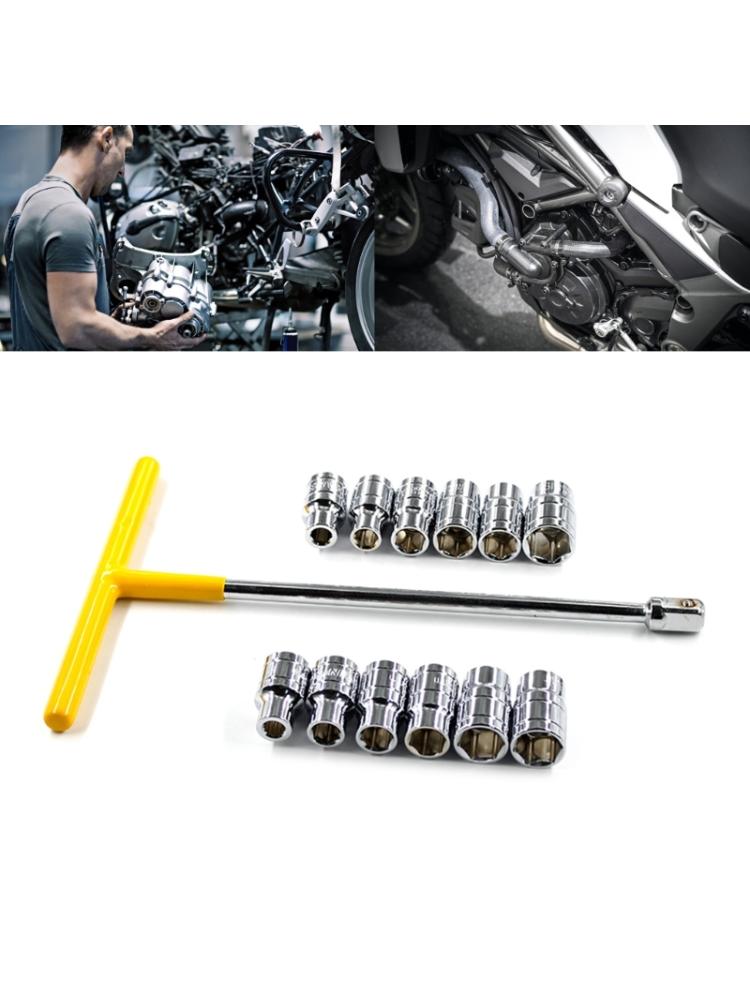 Durability T-Handle Wrench with 12pcs Socket Vehicle Wrench Car T Shaped Handle 8/9/10/11/12/13/14/15/16/17/18/19mm