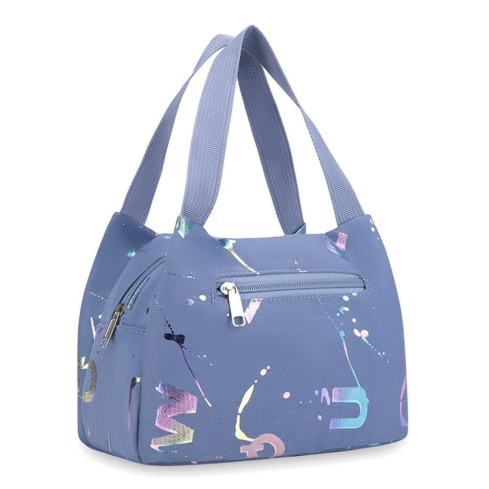 Large Capacity Lunch Bag Simple Versatile Shopping Handbag Bronzing Printing Handbag Oxford Cloth Waterproof Tote Bags синий 1550₽
