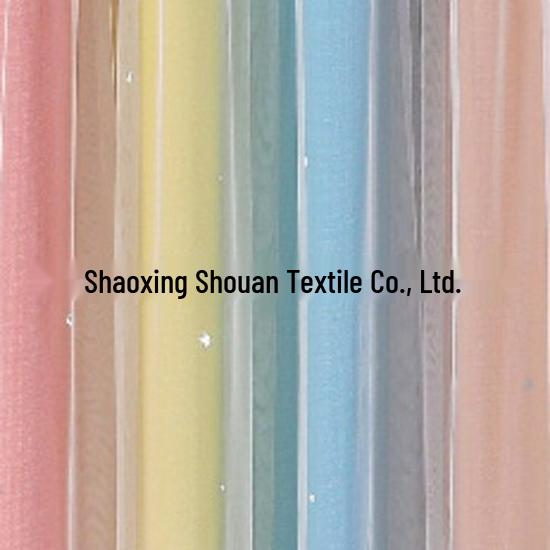 

Градиентные шторы блэкаут с принтом звезд и слоем из тюля 100*130CM розовый/жёлтый