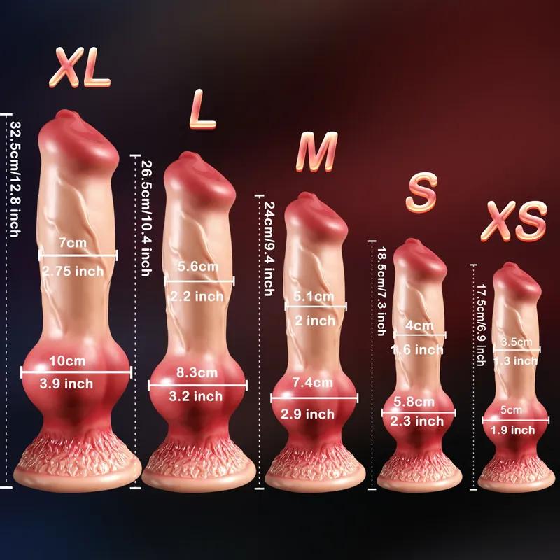 Realistischer Riesen-Hundeknoten-Dildo Sexspielzeug für Frauen S/M/L/XL/XXL Tierpenis Analplug Prostata Weicher Saugfuß Erwachsenenprodukt 18+