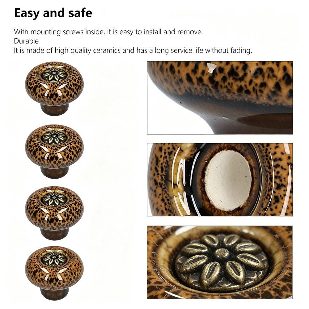 4pcs Easy Install Door Knobs Round Drawer Knobs Vintage Cabinet Handles Bedroom