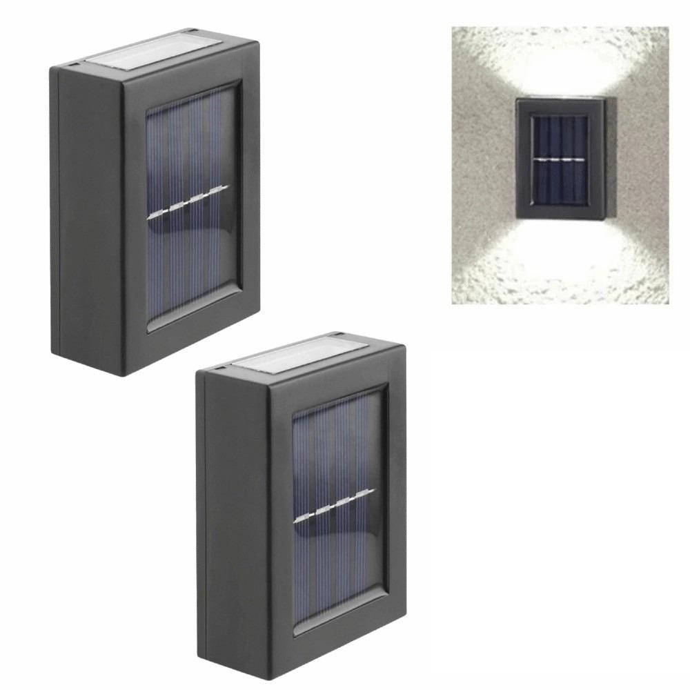 

2Pcs Up Down Lighting Solar Wall Light Waterproof Solar Garden Light Street Lighting White Light
