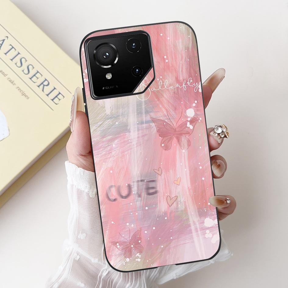 For Asus Rog Phone 9 Pro 5G Case Popular Flower Cartoon Soft Black Silicone Shockproof Cover For Asus Rog Phone 9 FE Phone9 Capa