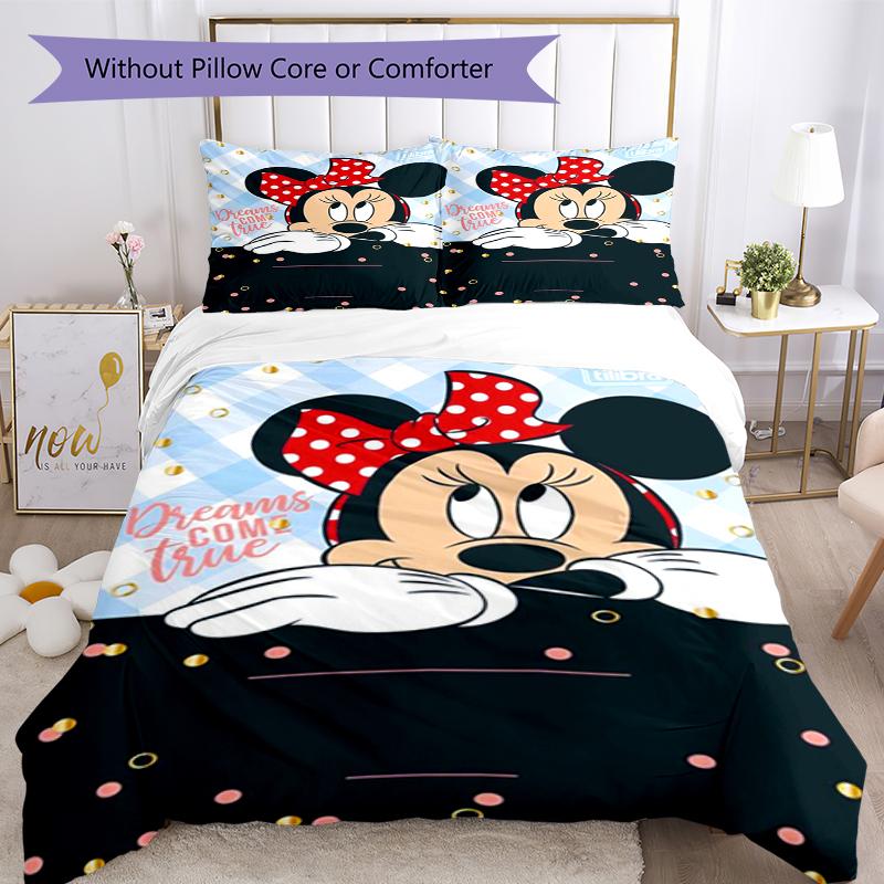 3pcs Minnie Bedding Set Duvet Cover Closure Includes 1 Duvet Cover & 2 Pillowcases, Soft and Comfortable for All Seasons.