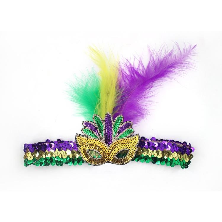 Carnival Sequin Feather Headband: Three Colors Festival Party Props