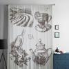 Sketch Vector Tea Set Tulle Curtains For Living Room Sheer Curtain Bedroom Veil Organza Decorative Window Treatments