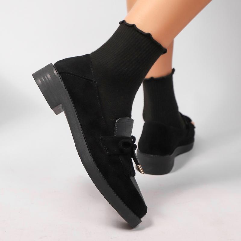 New Doudou Women's Shoes Glossy and Matte Le Fu Shoes with Tassels One Foot on Large Casual Shoes for Women Pumps size 35-43