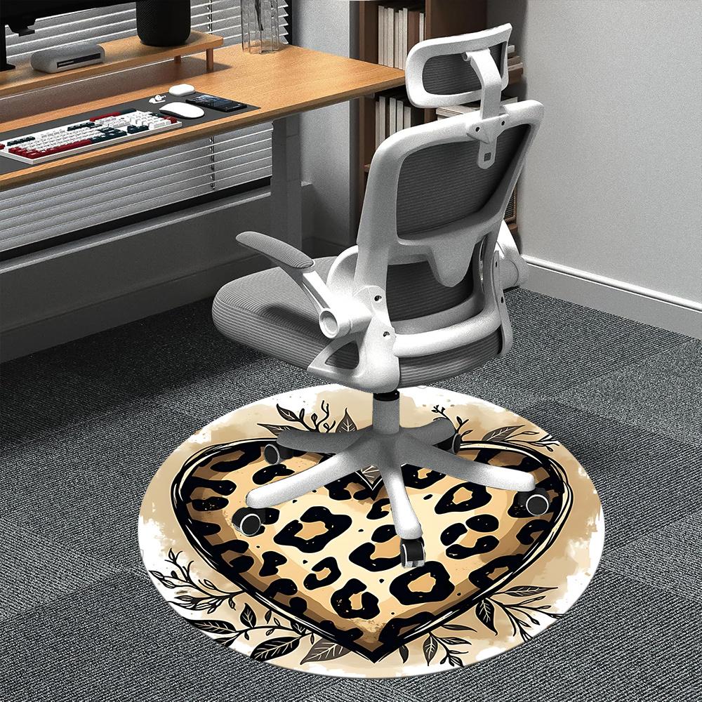 

1pc Leopard Print Heart Office Round Area Rug, Indoor Mat Suitable ForOffice, Under Office Chairs Bedroom Living Room Home Decor, Room Deco 020 80cm by 80cm