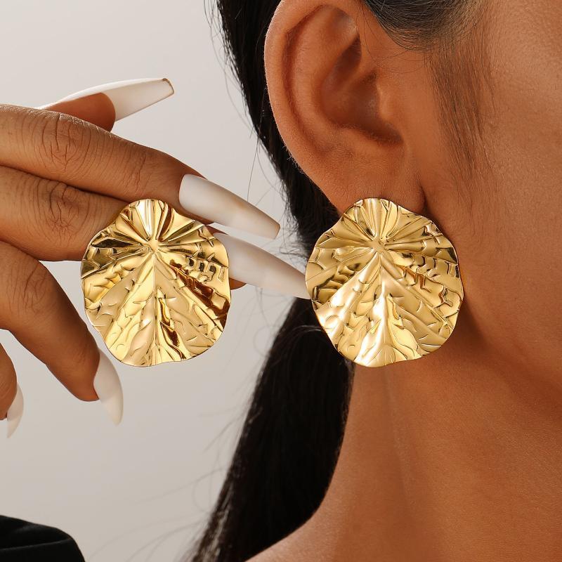 Gold Plated Hypoallergenic Geometric Dangle Earrings 1 Pair Irregular Design for Women Outdoor Travel Wear