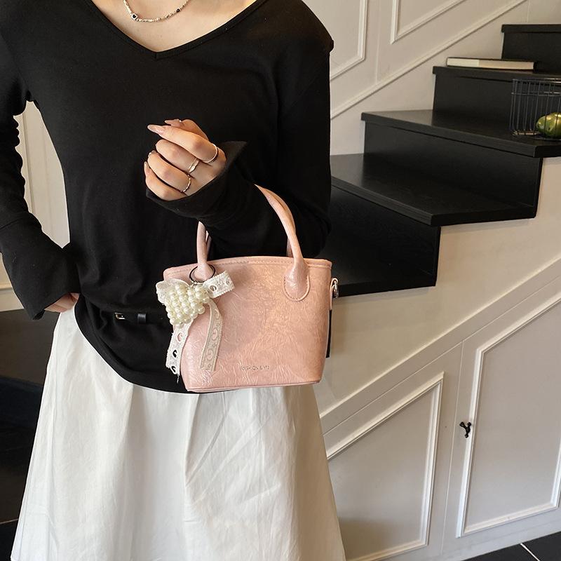 Summer Portable Small Bag Women 2025 New Simple Solid Color Bucket Bag Versatile Shoulder Messenger Bag One Piece Delivery