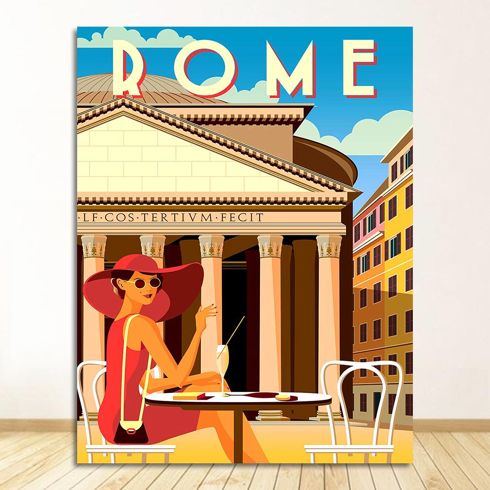 Itálie Řím Capri Toskánsko Retro Plakáty a grafiky Cestování Města Krajina Nástěnné umění Obraz Ložnice HD tisk Vintage umělecká malba