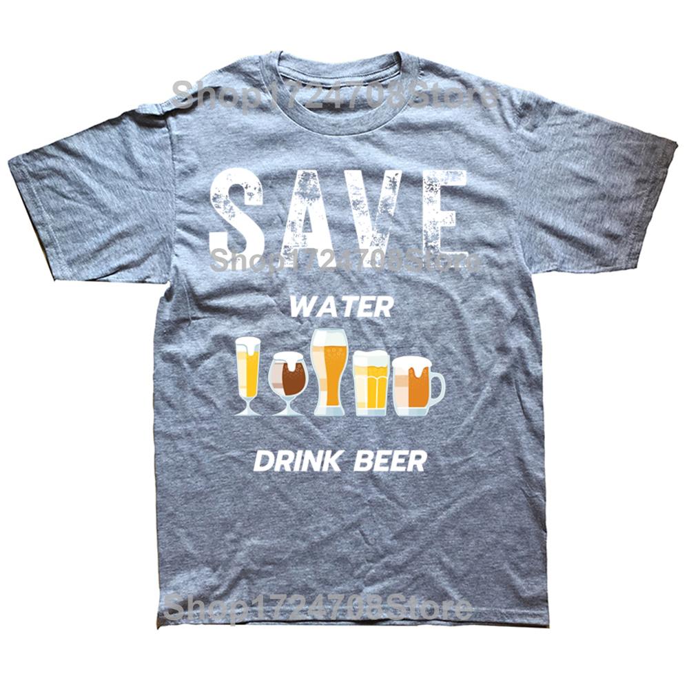 Funny Save Water Drink Beer T Shirts Cotton Streetwear Short Sleeve Birthday Gifts Mens Clothing Fashion Casual Loose T Shirt
