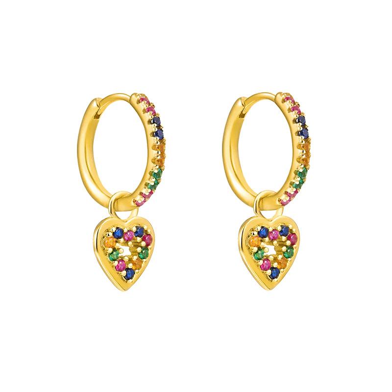 Rainbow Colored Zircon Ear Buckle Set, Love Water Drop Pendant, Small Earrings, Light Luxury and Exquisite Stacked Women's Earrings.