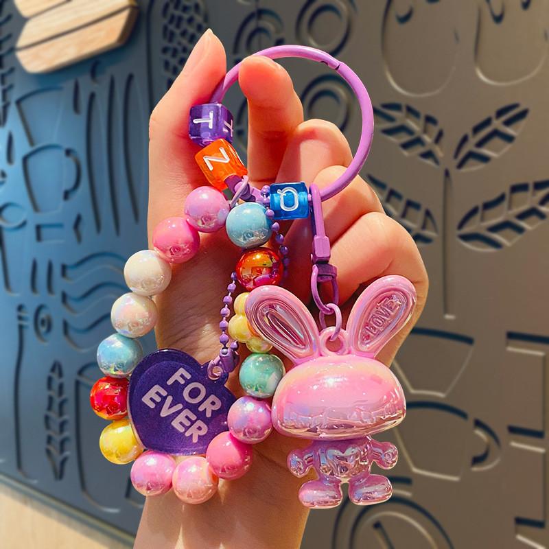 

Stylish Rabbit Cartoon Bead Bracelet Keychain Perfect Gift For Any Occasion фиолетовый