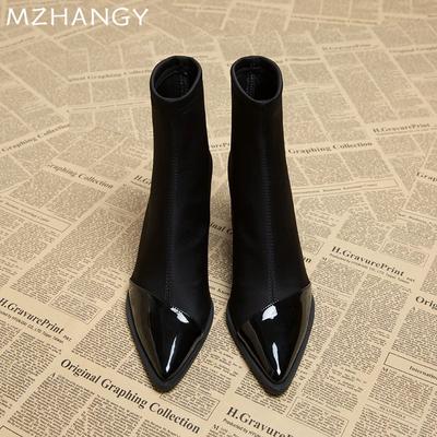 High Heels Leather Women Snow Ankle Boots Pointed Toe Sexy Shoes Designer Winter Women 2024 Trend Fashion Gladiator Botas Mujer