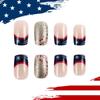 Independence Day Press on Nail Square Star False Nail 4th of July Designs Stick on Nail French Tip Nail Accesories