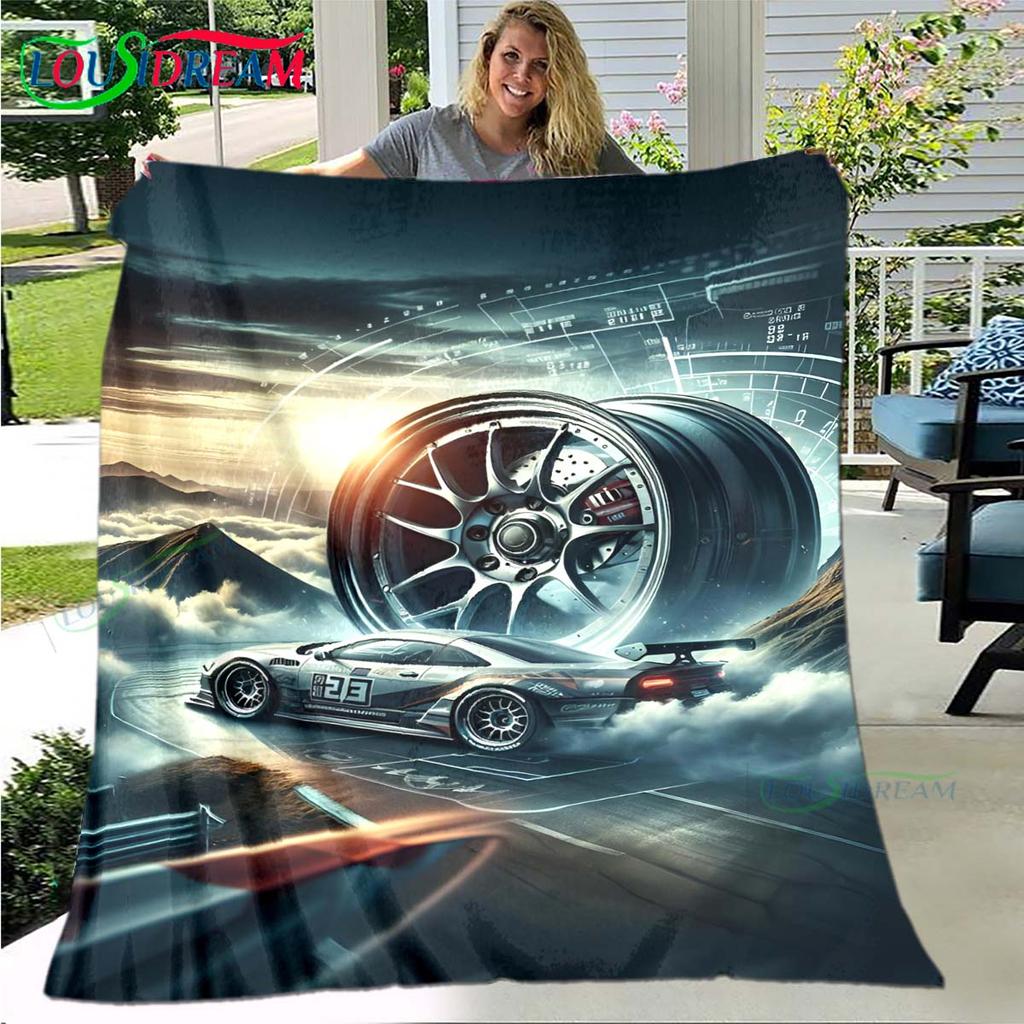 Cartoon N-Need for Speed Print Blanket,Flannel Throw Blanket for Bed Sofa Picnic Office Hiking Leisure Nap N-NFS Birthday Gift