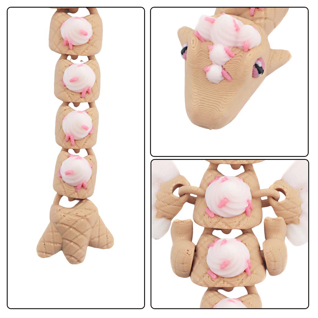 3D Printing Two Ice Cream Dragons, With Movable Joints And Feet, Decorative Ornaments, Entertainment Toys, And Gifts