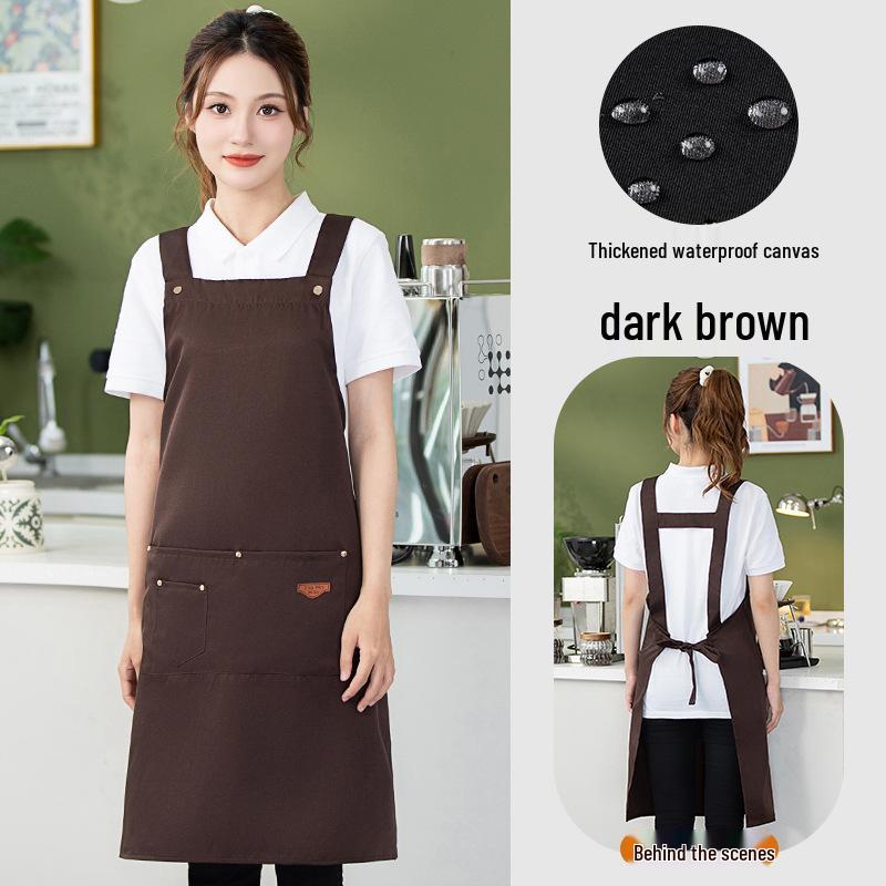 Waterproof Oil-proof Apron for Milk Tea & Flower Shops, Custom Logo, Unisex Catering Workwear.