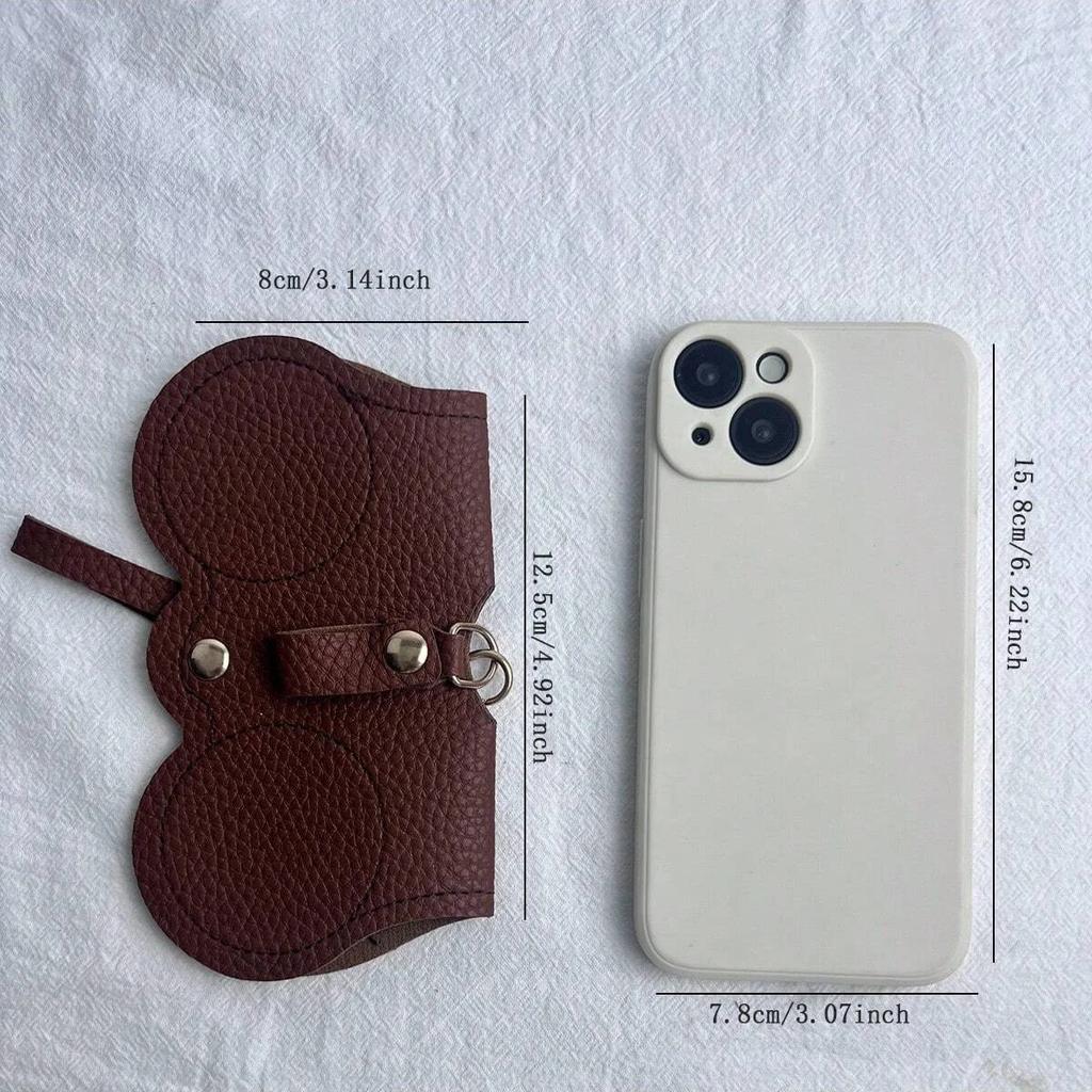 1pc Litchi Embossed Glasses Cover Cute Hanging PU Leather Sunglasses Reading Glasses Storage Bag Portable Travel Eyewear Holder