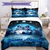 3PC Custom Name Wolf Dreams Blue Bedding Set Duvet Cover Closure Includes 1 Duvet Cover & 2 Pillowcases for Bedroom