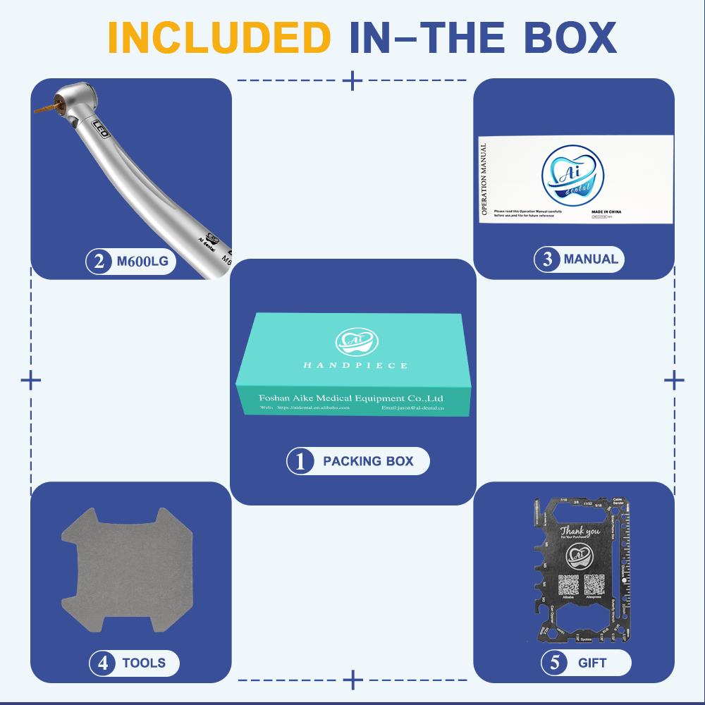 Dental Air Turbine AI-M600LG Stardard Kopf Selbst Generator High Speed Connect Mit 2/4 Löcher Dental Stuhl