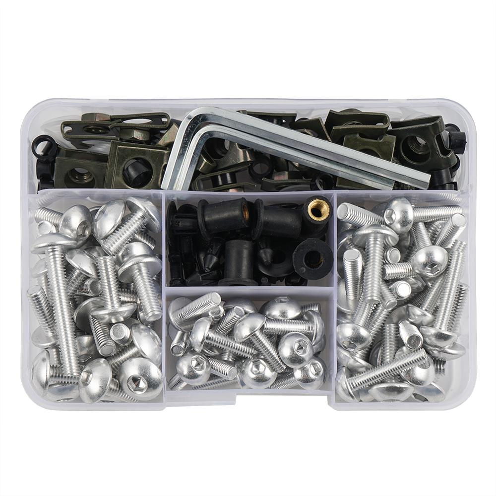 190PCS Universal Motorcycle Windscreen Fairing Bolts Kit for Kawasaki Ninja Suzuki GSXR SV650 SV1000 Honda Yamaha Aprilia Triump