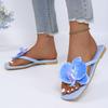 Sommer Damen Flip-Flop Sandalen Orchideenblüte Strandurlaub Flach Bequem Quadratische Zehenpartie Lässig zum Hineinschlüpfen Flache Sandalen