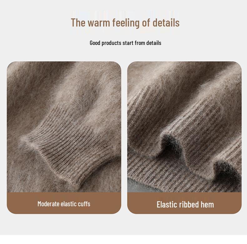 Herren Plüsch Pullover mit Rundhalsausschnitt, locker geschnitten, aus 100% reiner Wolle für Herbst/Winter