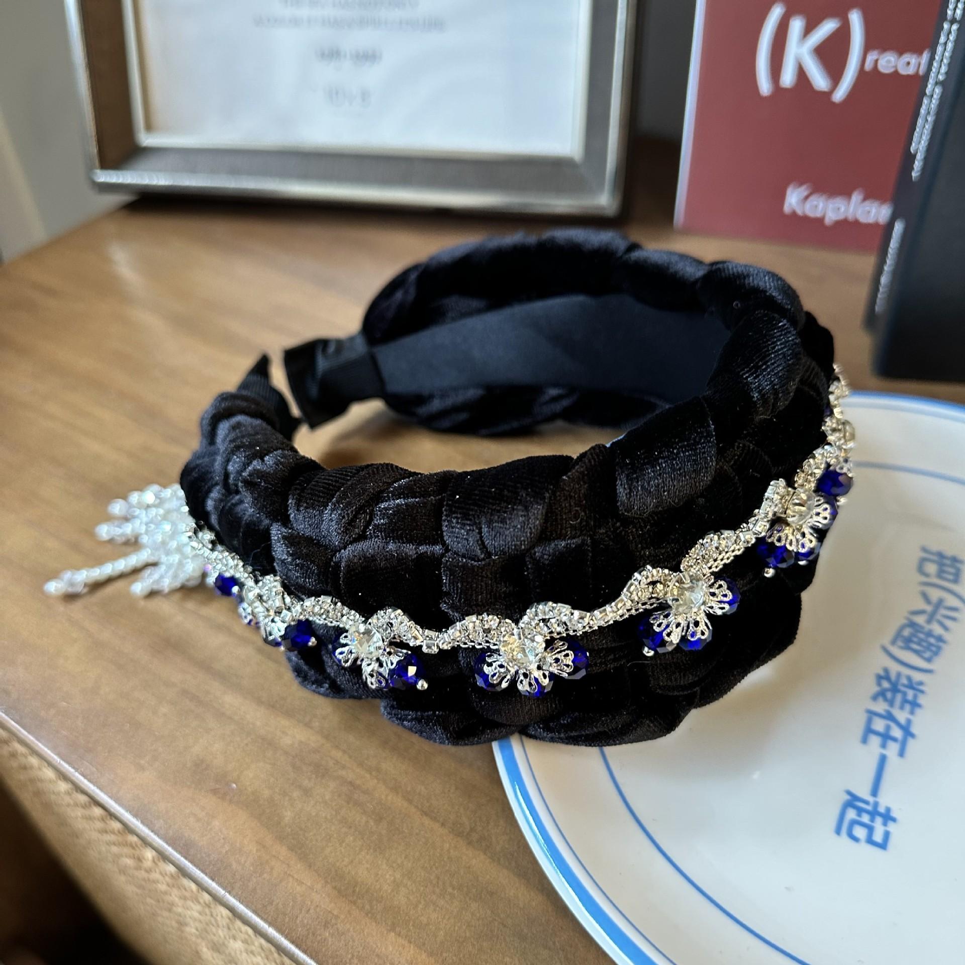 

Бархатная широкая повязка на голову Модная мягкая с перекрутом Черная Синяя Белая Толстая повязка на голову Черная резинка для волос Аксессуары для волос для женщин и девушек