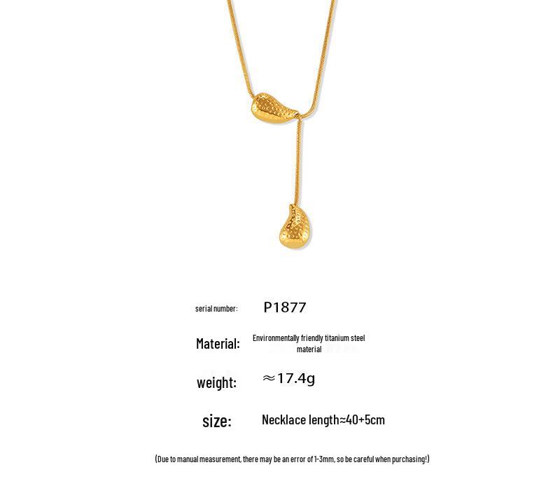 European & American Tassel Water Drop Necklace - Light Luxury Layered Design In Titanium Steel with 18K Gold Plating
