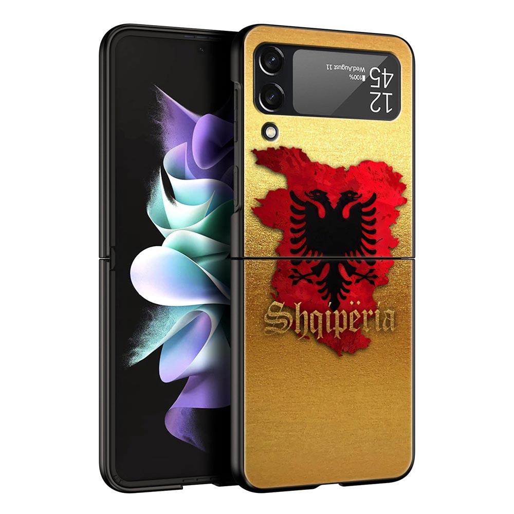 Albania Flag Phone Case for Samsung Galaxy Z Flip 3 4 5 Folding Mobile Black Shell For Samsung Z Flip3 Flip4 Flip5 PC Hard Cover