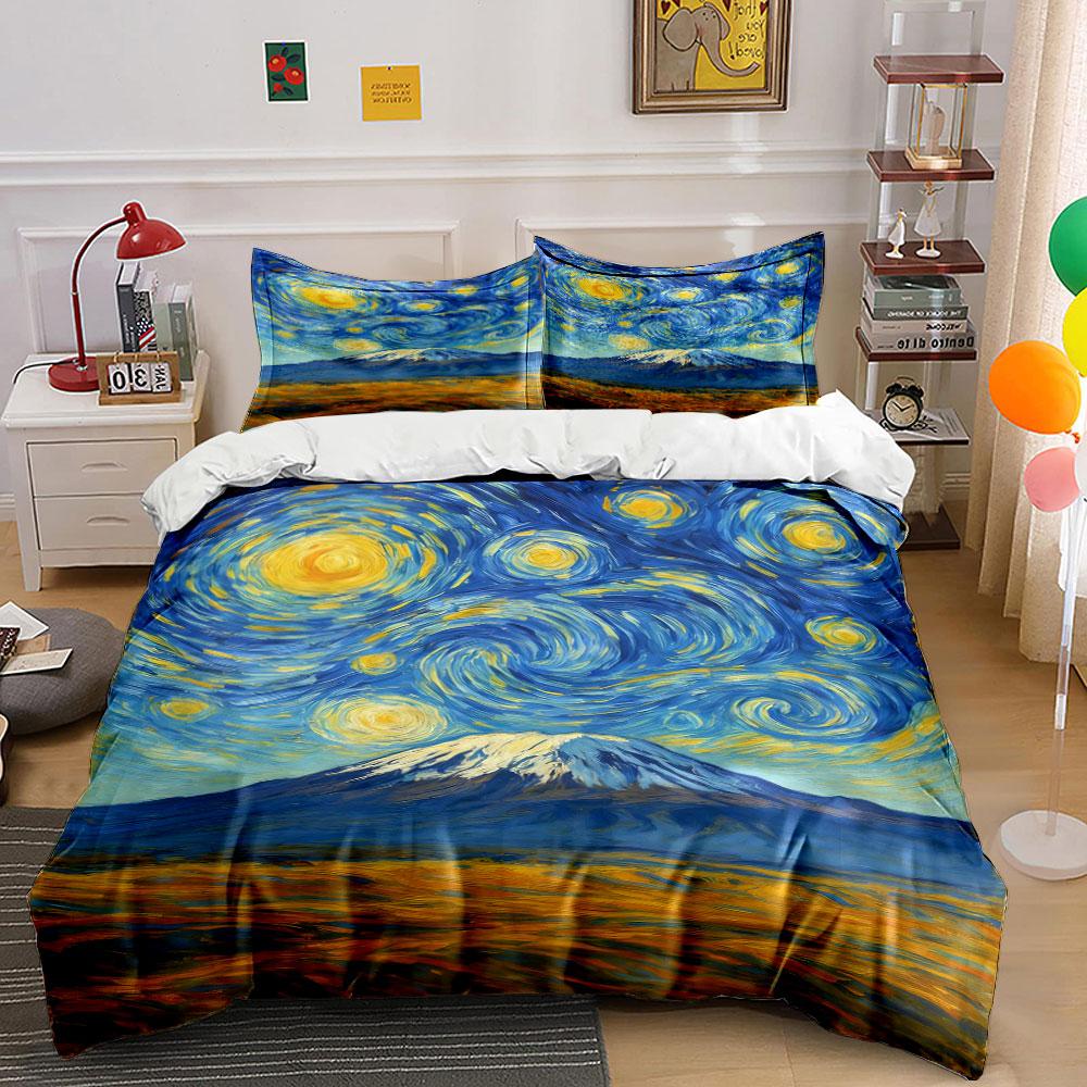 

Swirling stars, mountain landscape. Bedding sets Duvet cover sets Duvet covers Pillowcases(1 * Duvet Cover 2 * Pillowcases without duvet insert) 135x200cm