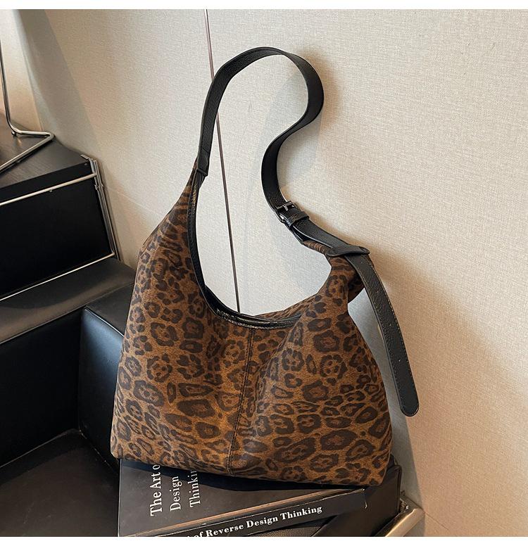 Damen Umhängetasche mit Leopardenmuster - Große Kapazität, vielseitig, strukturierte Schultertasche für Arbeit und Pendeln