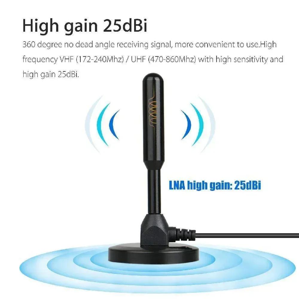 Vnitřní venkovní HD digitální TV anténa zesílená DAB 200 mil Ultra HDTV se zesilovačem VHF UHF Rychlá odezva Anténní sada